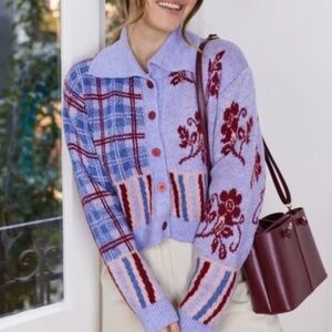 NWT Kut From the Kloth Jacquard Floral Cardigan Medium